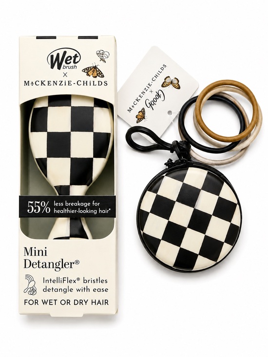 MacKenzie-Childs Other - Wet Brush x MacKenzie-Childs Mini Detangler & Goody Hair Tie Set – Black Check